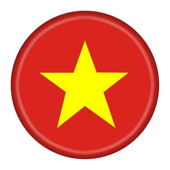 A Socialist Republic of Vietnam flag button 3d illustration with clipping path