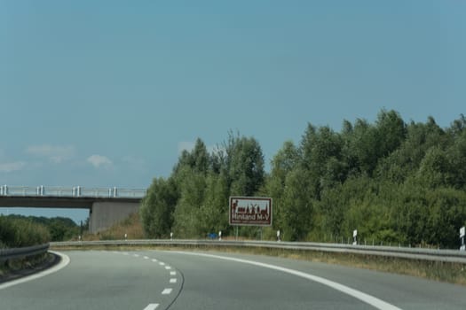 Autobahn sign in Germany Caption on German - city names  Miniland