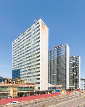 Hotorget buildings, or Hotorgshusen, a series of five high-rise glass office buildings in Stockholm, Sweden, located in in the central Norrmalm district, between the squares Hotorget and Sergels Torg