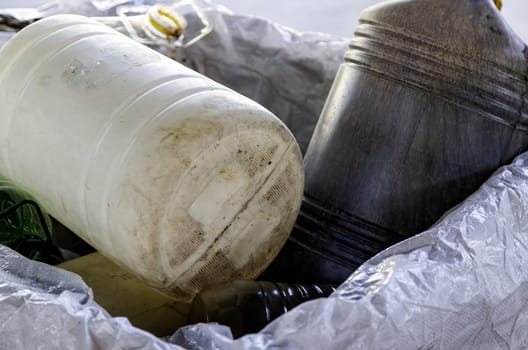 Plastic bottle used oil, recycling and ecology