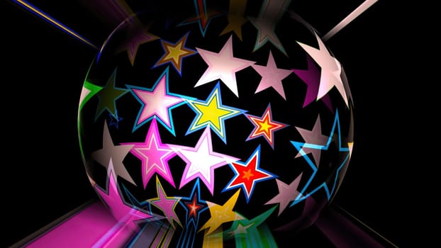 Colorful Stars on Spinning Sphere,Colorful Stars on Spinning Sphere