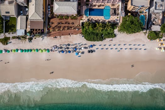 Top-down view of the beach in Bombinhas, Brazil