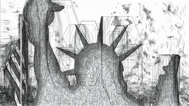 Statue of liberty hand draw digital art,Statue of liberty hand draw digital art