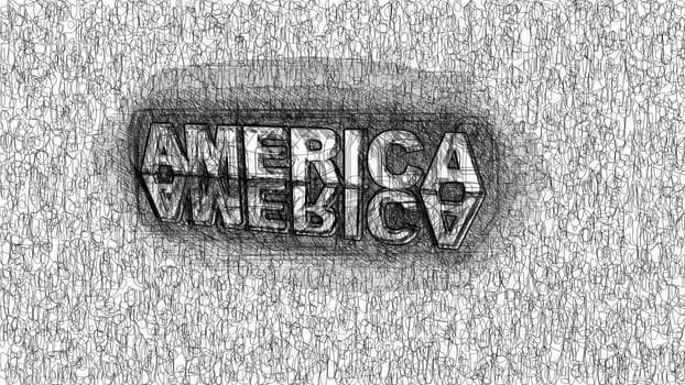 America text hand draw digital art,America text hand draw digital art