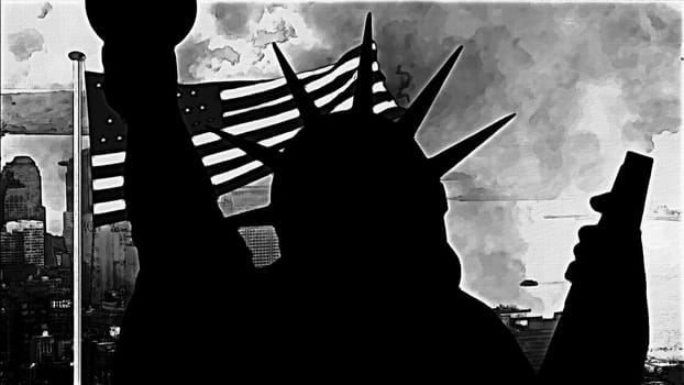 Statue of liberty hand draw digital art,Statue of liberty hand draw digital art