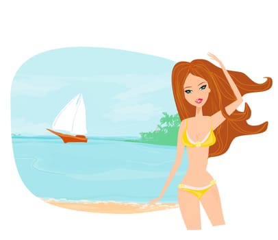 Summer sexy beach girl