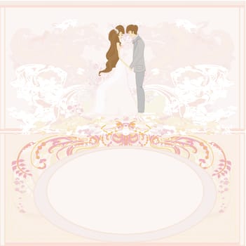 elegant wedding invitation with wedding couple