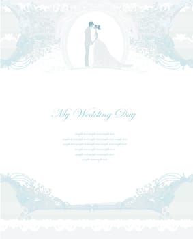elegant wedding invitation with wedding couple