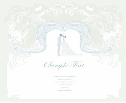 elegant wedding invitation with wedding couple