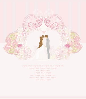 elegant wedding invitation with wedding couple