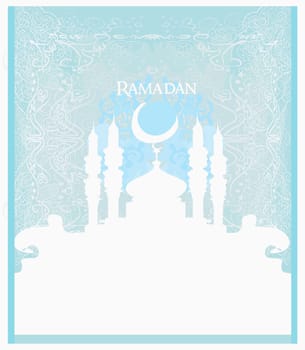 Ramadan background - mosque silhouette vector card