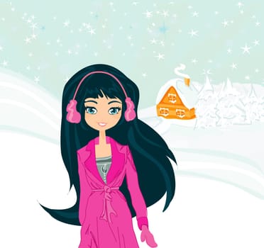 happy winter girl