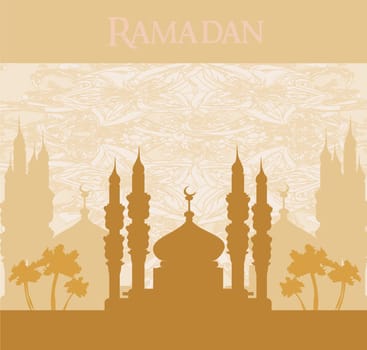 Ramadan background - mosque silhouette vector card