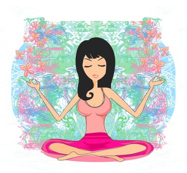 Yoga girl in lotus position