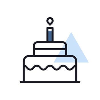 Birthday cake vector isolated icon. Graph symbol for children and newborn babies web site and apps design, logo, app, UI