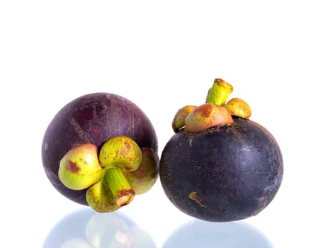 Fresh mangosteen fruit on the white background