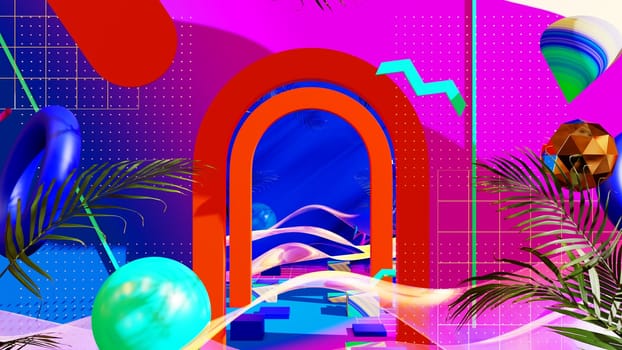3D illustration Background for advertising and wallpaper in art retro and memphis art scene. 3D rendering in decorative concept.