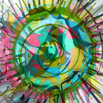 splatter splash real paint abstract tie and dye centered spinning fluid vibrant pink and green colors background messy splattered grunge style graphic design