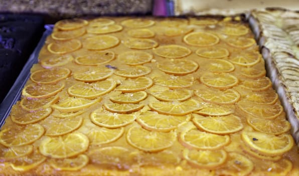 Detail of artisan dessert in a traditional, sweet market