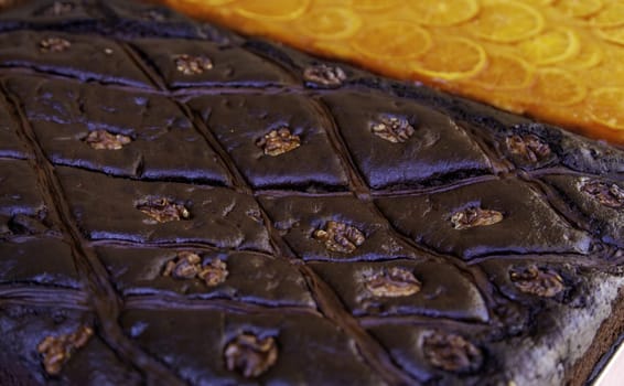 Detail of traditional chocolate-based sweet, dessert