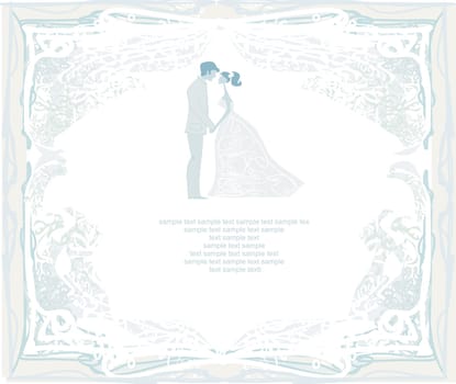 elegant wedding invitation with wedding couple