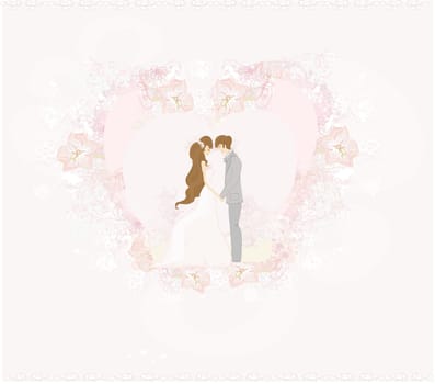 elegant wedding invitation with wedding couple