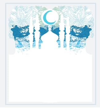 Ramadan background - mosque silhouette vector card