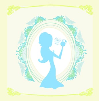 beautiful woman spraying perfume - silhouette poster