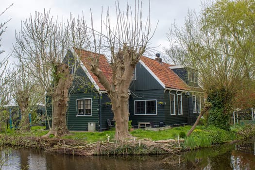 Traditional House in the Historic Village of Zaanse Schans on the Zaan River in the Netherlands