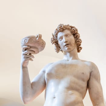 Florence, Italy - Circa June 2021: Bacchus by Michelangelo Buonarroti, 1501. Ancient sculpture made of white marble