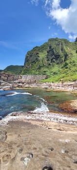 Nanya Strange Rocks, New Taipei City - Jul 27, 2022 : Strange rocks and rocks stretching hundreds of meters, can be said to be Bamboo Shoot Rock, Ice Cream Rock, Sea Dog Rock, etc. in the Natural Geology Classroom, Xinshi, Taiwan