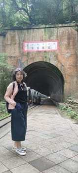 Baiji Tunnel, Taoyuan City - Jul 27, 2022 : Originally part of the north section of the cross-Taiwan No. 7 highway, the Japanese opened a special tunnel for pedestrians, air defense and evacuation in 1944, Taoyuan City, Taiwan
