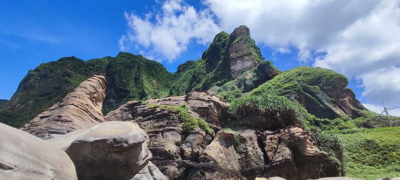 Nanya Strange Rocks, New Taipei City - Jul 27, 2022 : Strange rocks and rocks stretching hundreds of meters, can be said to be Bamboo Shoot Rock, Ice Cream Rock, Sea Dog Rock, etc. in the Natural Geology Classroom, Xinshi, Taiwan