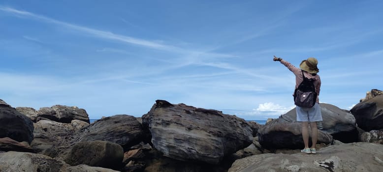 Nanya Strange Rocks, New Taipei City - Jul 27, 2022 : Strange rocks and rocks stretching hundreds of meters, can be said to be Bamboo Shoot Rock, Ice Cream Rock, Sea Dog Rock, etc. in the Natural Geology Classroom, Xinshi, Taiwan