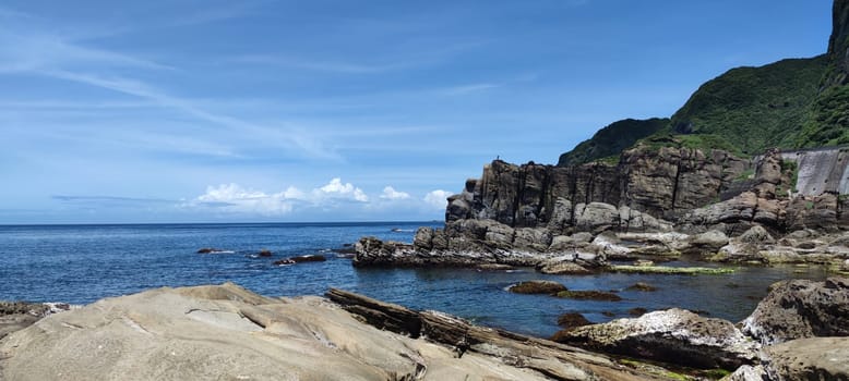 Nanya Strange Rocks, New Taipei City - Jul 27, 2022 : Strange rocks and rocks stretching hundreds of meters, can be said to be Bamboo Shoot Rock, Ice Cream Rock, Sea Dog Rock, etc. in the Natural Geology Classroom, Xinshi, Taiwan