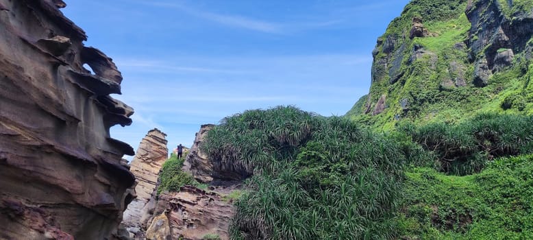 Nanya Strange Rocks, New Taipei City - Jul 27, 2022 : Strange rocks and rocks stretching hundreds of meters, can be said to be Bamboo Shoot Rock, Ice Cream Rock, Sea Dog Rock, etc. in the Natural Geology Classroom, Xinshi, Taiwan