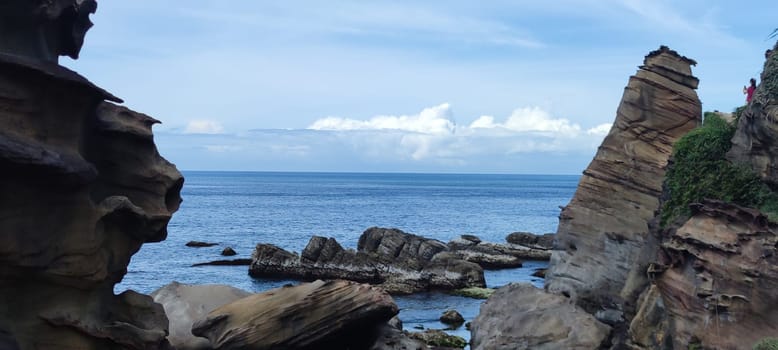 Nanya Strange Rocks, New Taipei City - Jul 27, 2022 : Strange rocks and rocks stretching hundreds of meters, can be said to be Bamboo Shoot Rock, Ice Cream Rock, Sea Dog Rock, etc. in the Natural Geology Classroom, Xinshi, Taiwan