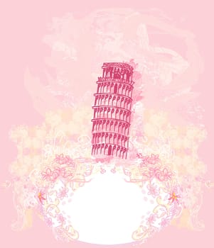 vector pisa tower grunge background