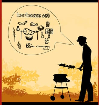 man cooking on his barbecue Invitation