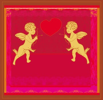 happy valentines day card with cupid