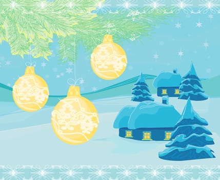 Christmas night in the village card