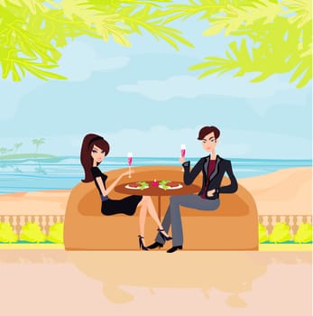 Happy young couple on a tropical beach