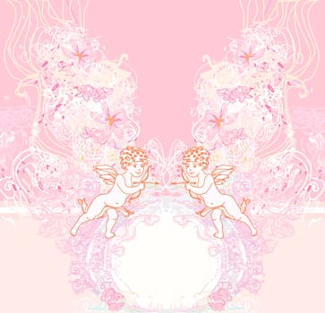 happy valentines day card with cupid