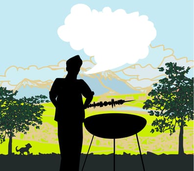 man cooking on his barbecue Invitation