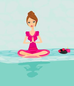 Yoga girl in lotus position