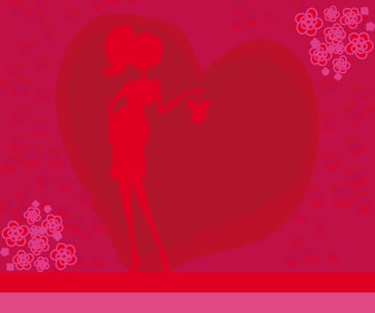 Beautiful pregnant woman on shopping for her new baby- abstract background