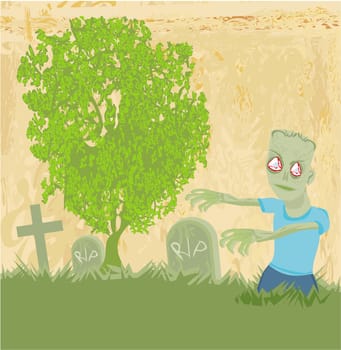 zombie  coming out of his grave