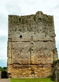 Remains of Chepstow Castle (Castell Cas-gwent) at Chepstow, Monmouthshire, Wales, United Kingdom on 04 June 2022