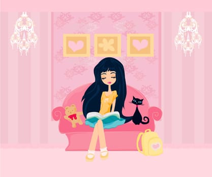 Teen girl Reading A Book