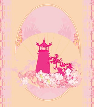 old paper with Asian Landscape